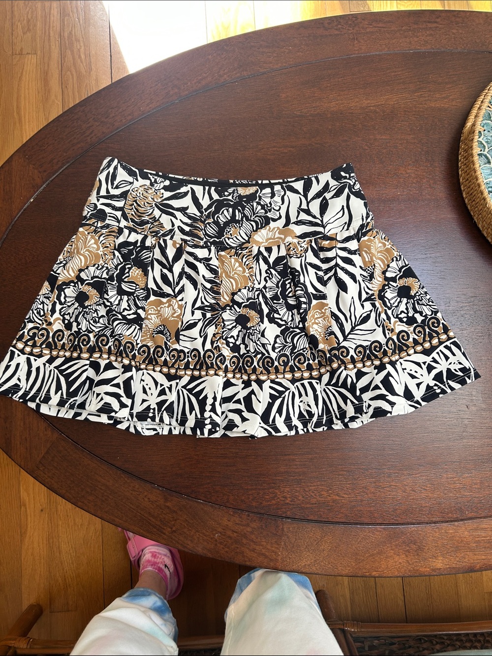 Lilly Pulitzer Black, White & Tan Floral Mini Skirt